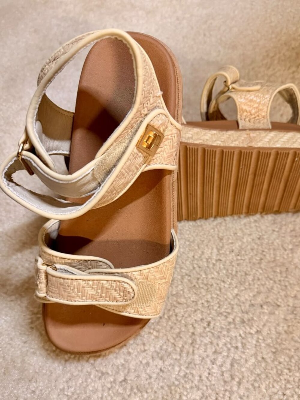 Natural  textured Platform Sandals